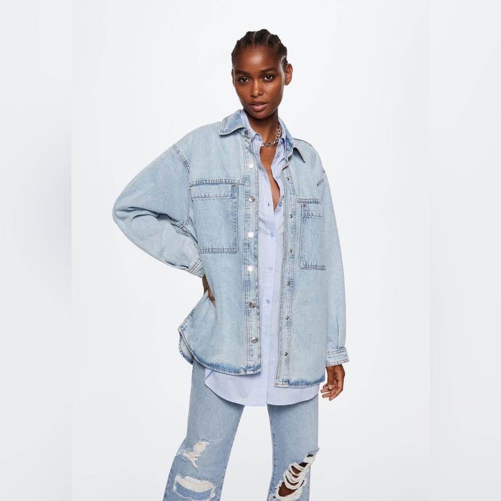 Mango oversized denim overshirt
